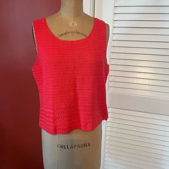 LIZ & CO | coral red knitted shell MP - Picture 1 of 5